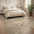 thumbnail image 3 of ODIKA 8'x10' Washable Area Rug Pink Boho Songbird Featuring Scrolling Vine Borders Vintage Extra for Living Room, Under Sectional, Family , Durable, Non-Slip, 3 of 7