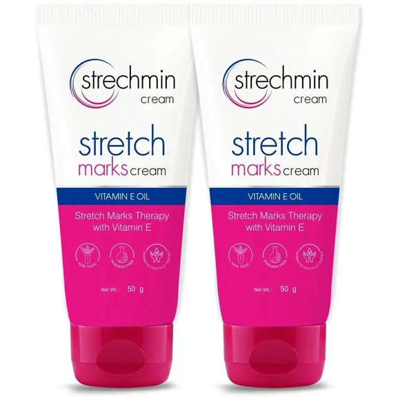 2x Strechmin Crème pour Marques Extensibles pour Femmes avec Vitamine E 50 g Chacune