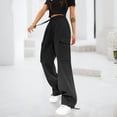 thumbnail image 4 of AOMPMSDX Women's Cargo Pants High Waist Wide Leg Pants Straight Leg Loose Trousers Black XL, 4 of 6