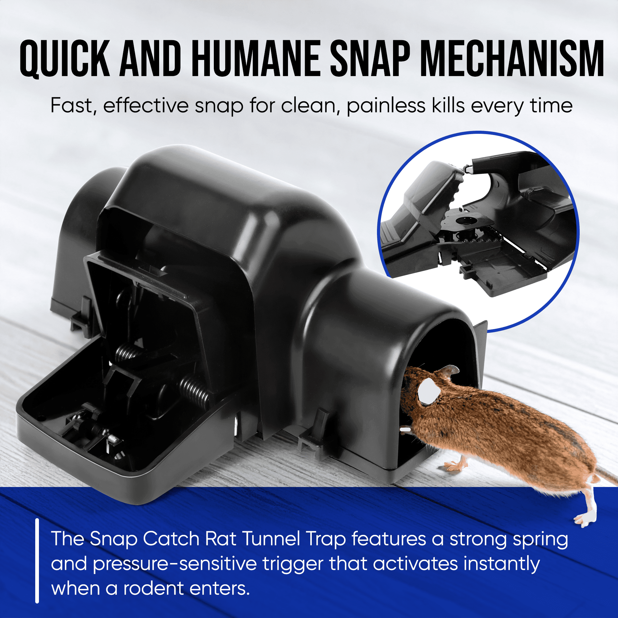 Rat Trap Indoor & Outdoor Humane Reusable No-Touch Rat & chipmunk Trap - set of 2