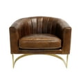 thumbnail image 2 of Pasargad Home Vicenza Collection Barrel Leather Chair Brown, 2 of 9