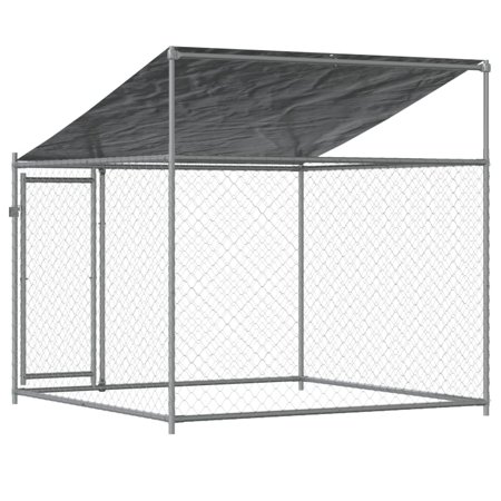 vidaXL 犬用ケージ ルーフ ドア付き グレー 2x2x2 m 亜鉛メッキ鋼動物 ペット用品 ペット用品 犬用品 犬小屋・ドッグラン 代引不可