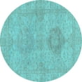 thumbnail image 1 of Ahgly Company Indoor Round Abstract Light Blue Modern Area Rugs, 5' Round, 1 of 4