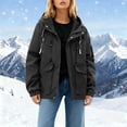 thumbnail image 2 of TtopsQueen Women Oversized Cargo Hooded Jacket, Multi Zipper & Flap Pocket Windproof Coat with Drawstring Hem, Elastic Cuffs Streetwear Casual Outer Layer Black,XL, 2 of 9