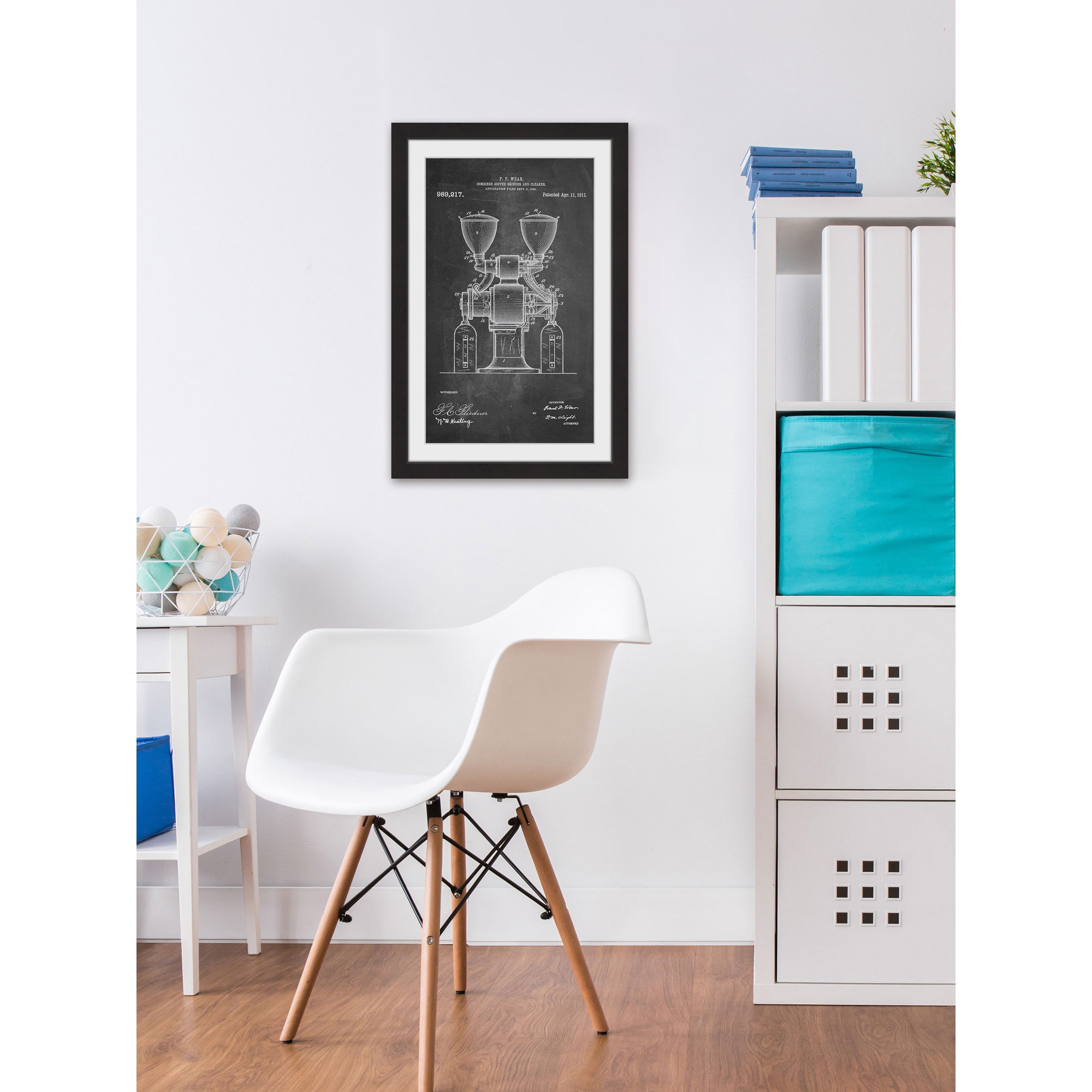 "Coffee Grinder 1911 Chalk" Framed Painting Print