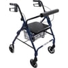 Roscoe Medical Aluminum 6" Wheel Rollator, Rolling Walker with Padded Seat, Blue, 300 lb Capacity