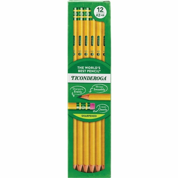 Ticonderoga Pre-Sharpened Pencil, HB, #2, Yellow, Dozen