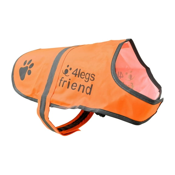 4LegsFriend Dog Safety Orange Reflective Vest with Leash Hole 5 Sizes - High Visibility for Outdoor Activity Day and Night, Keep Your Dog Visible, Safe from Cars & Hunting Accidents
