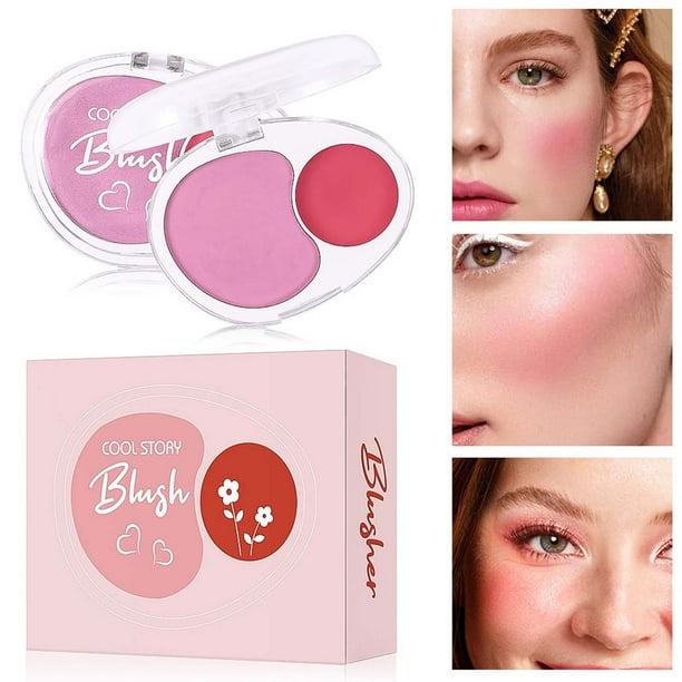Colorete Doble Polvo Mud - Colorete Crema Dual Color para el Rostro | Textura suave, duradera, ligera | Aspecto natural, Iluminador, Tamaño de viaje | 6g | Apto para pieles sensibles