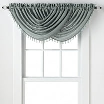 2-Pack: Beaded Emerald Crepe Waterfall Valances - Grey