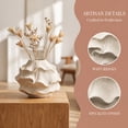 thumbnail image 2 of Unique Bargains Low Cylinder Ceramic Vase Wide Matte White Decorative Bowl Beige, 2 of 4
