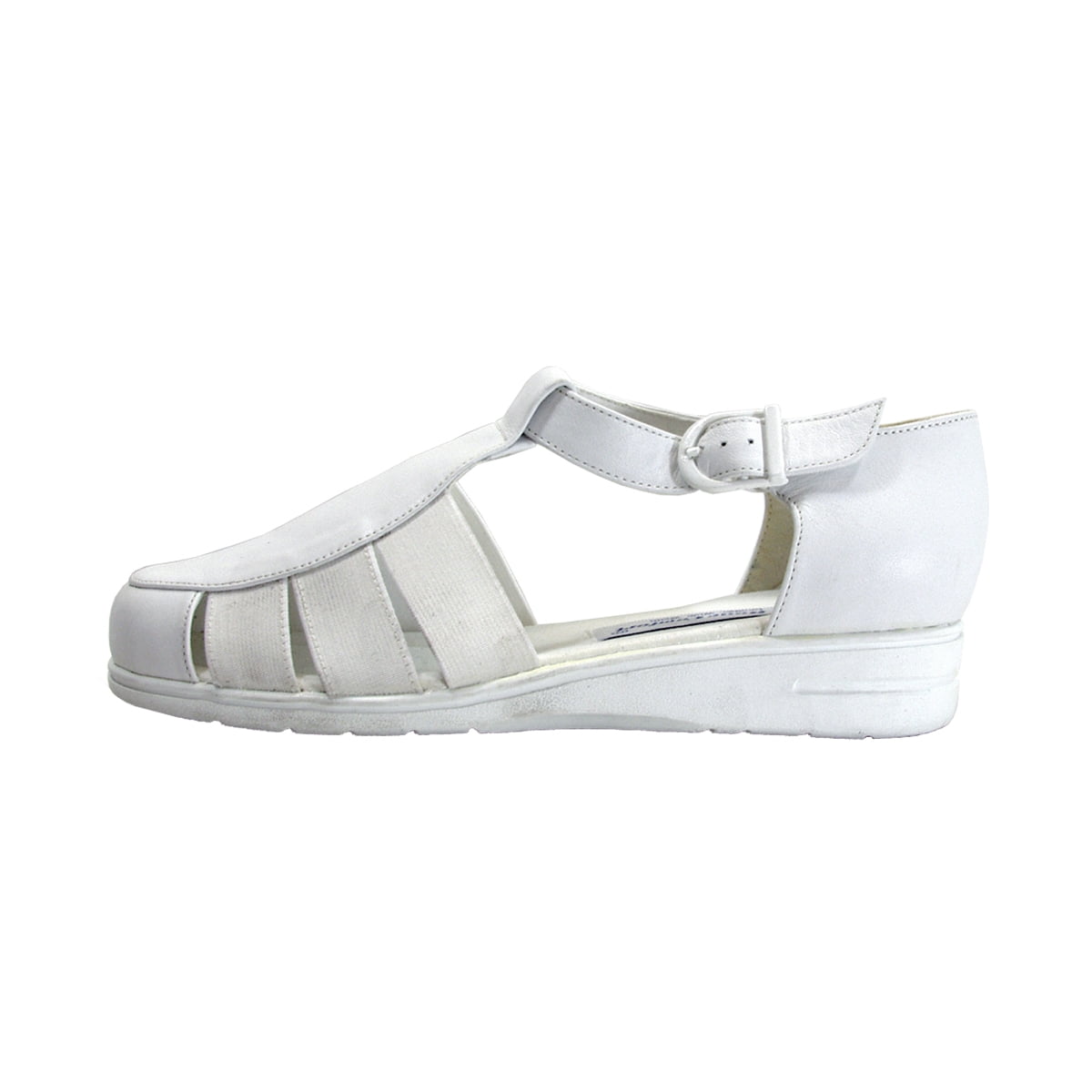 24 HOUR COMFORT Nala Women's Wide Width T-Strap Comfort Leather Shoes WHITE 9