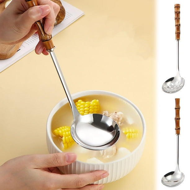 Cuchara Ranurada de Acero Inoxidable con Mango Ergonómico para Servir Sopas, Guisos y Salsas