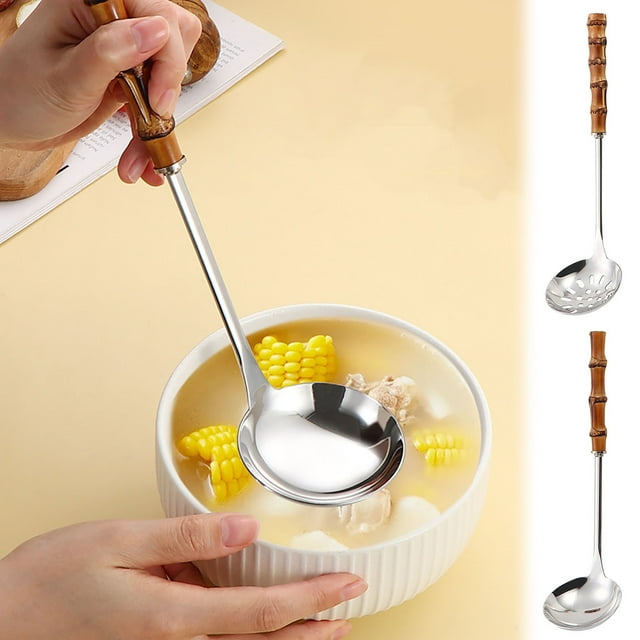 Cuillère-louche Ajourée en Acier Inoxydable avec Poignée Ergonomique, Résistante à la Rouille, Outil de Service et d'Égouttage Robuste, Facile à Nettoyer pour Soupes, Ragoûts, Sauces, 1 Pce, Ustensile de Cuisine Professionnel
