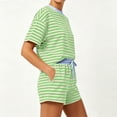 thumbnail image 2 of ShomPort 2 Piece Lounge Set for Women Stripe Oversized Short Sleeve Shirts and Shorts Matching Outfits, 2 of 5