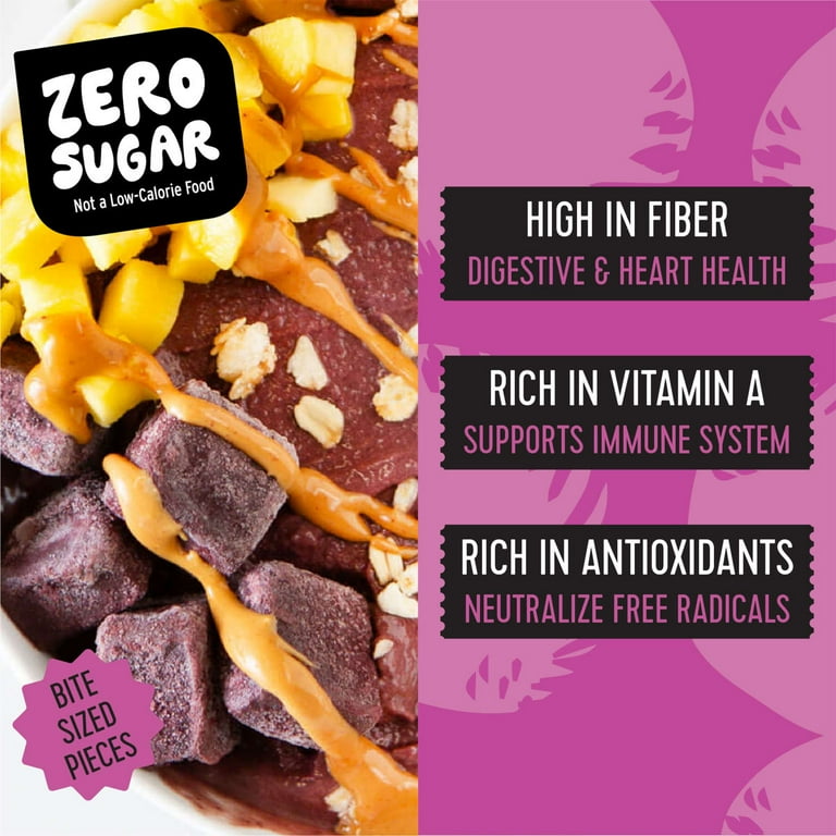 Pitaya Foods Frozen Acai Berry Pieces, Pure Unsweetened Organic Frozen Fruit For Smoothies, 12 oz. bag