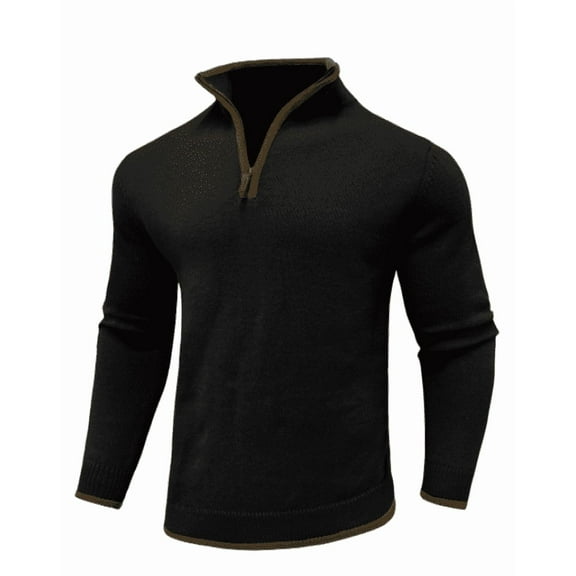 Pullover Sweaters for Men Quarter-Zip Long Sleeve Solid Casual Knit
