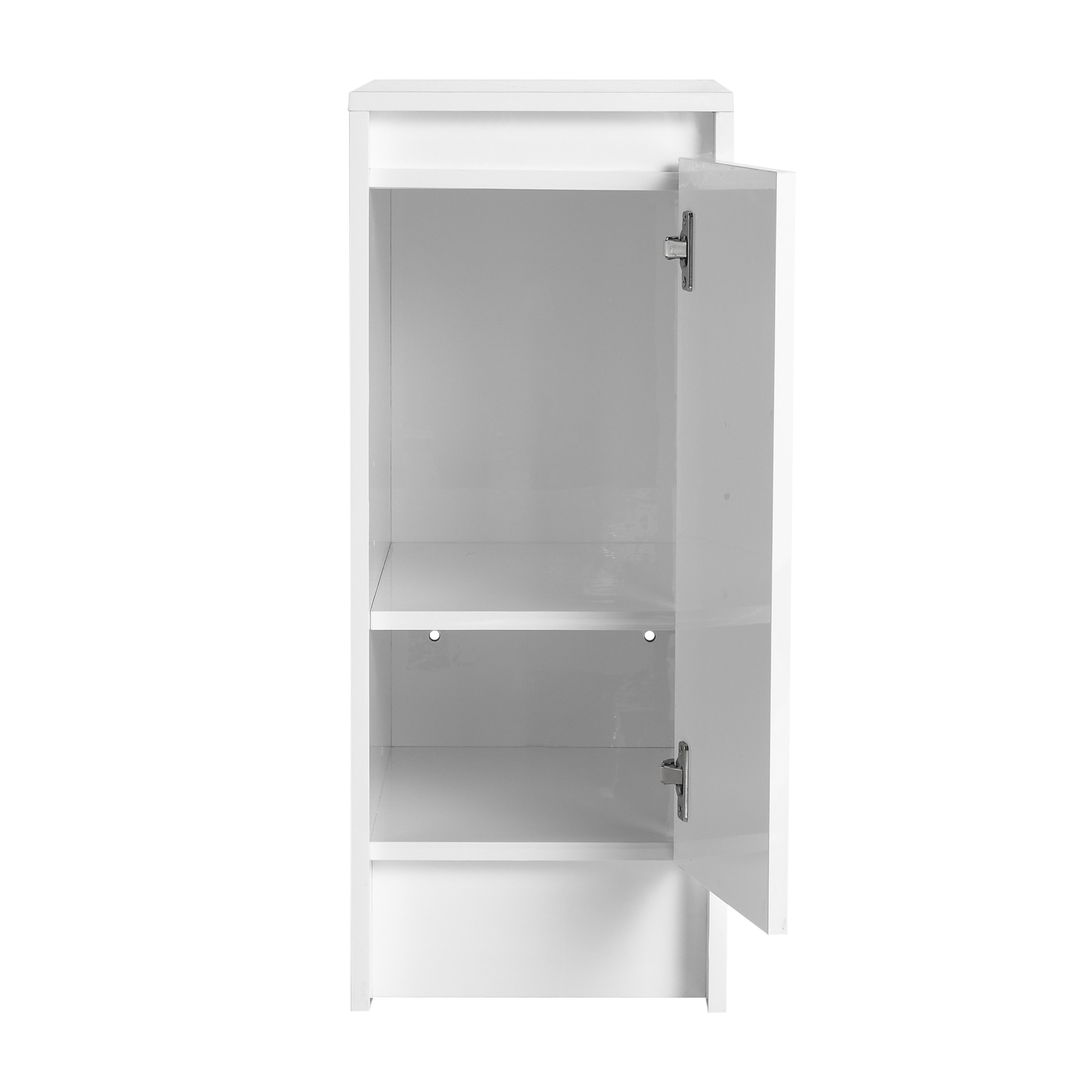 Noble House 12" Freestanding Bathroom Storage Cabinet, Soft-Close Door, Adjustable Shelf, Hidden Handle, Glossy White