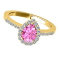 thumbnail image 3 of Aonejewelry 1.40 Ct. Ttw Diamond and Pear Shaped Pink Topaz Ring in 10K Yellow Gold, 3 of 4