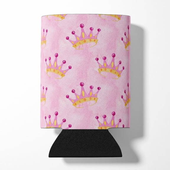 Watercolor Princess Crown on Pink Can or Bottle Hugger
