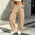 thumbnail image 3 of cocolona Womens Winter Casual Loose Sweatpants Elastic Waist Straight Wide Leg Gym Workout Pants with Pockets, 3 of 5