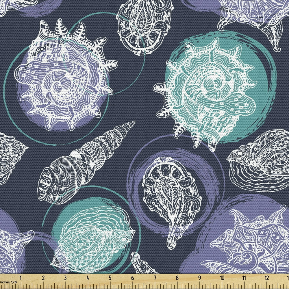 Nautical Upholstery Fabric by the Yard Ocean Theme Seashells Scallop