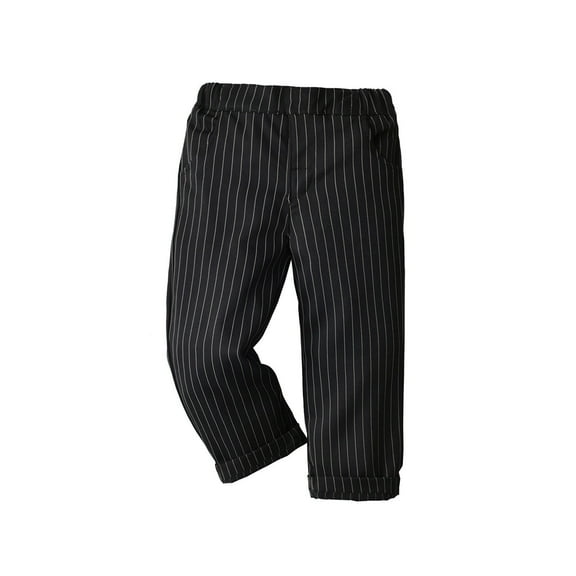 Mikilon Boys School Suit Pants Size 6 Months-5 Years Striped Elastic Waist Baggy Pants Casual Comfortable Long Pants