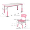 thumbnail image 3 of Qaba Kids Table and 4 Chairs Set with Adjustable Height, Pink, 3 of 9