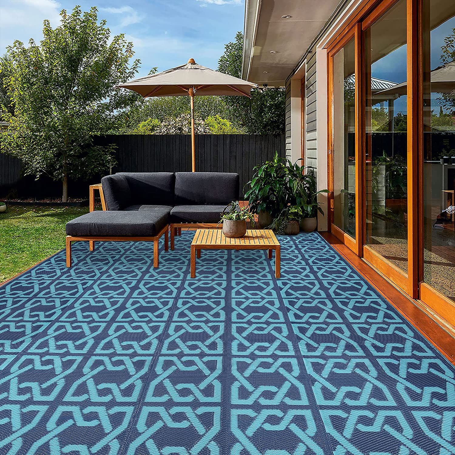 ASWMXR HiiARug Outdoor Rugs 9x12 for Patios Clearance Outdoor Plastic