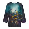 thumbnail image 5 of qucoqpe Womens Summer Tops Fashion Casual Floral Printed Crew Neck 3/4 Sleeve Tunic Blouses Loose Dressy Business Shirts, 5 of 5