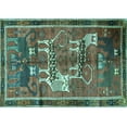 thumbnail image 1 of Ahgly Company Indoor Rectangle Animal Turquoise Blue Traditional Area Rugs, 8' x 10', 1 of 4
