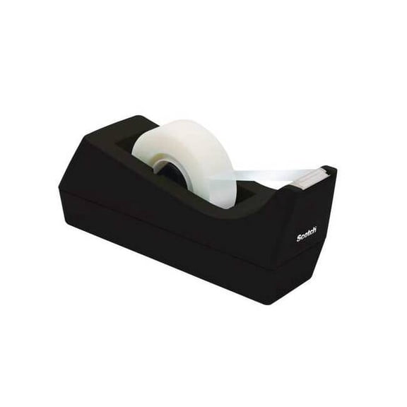 (2 Pack) Scotch Desktop Tape Dispenser, 1" Core, Weighted Non-skid Base, Black