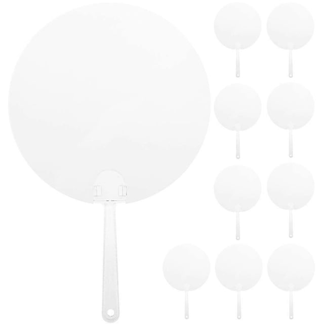 10pcs Round Hand Fan Transparent Blank Diy Fan Multi-functional Stage Performance Fan
