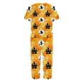 thumbnail image 5 of Women's Halloween Pajama Set Short Sleeve V Neck Top and Cropped Pants Lightweight Breathable Lounge Outfit with Pumpkin Print Casual Sportswear for Daily Wear Orange M, 5 of 6