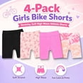 thumbnail image 2 of Girls 4 Pack Bike Shorts Stretchy, Soft High Waist Athletic Shorts for Kids with Fun Prints Colors Ideal for Dance, Play, Biking, or Everyday Wear (Sizes 4-14), 2 of 6
