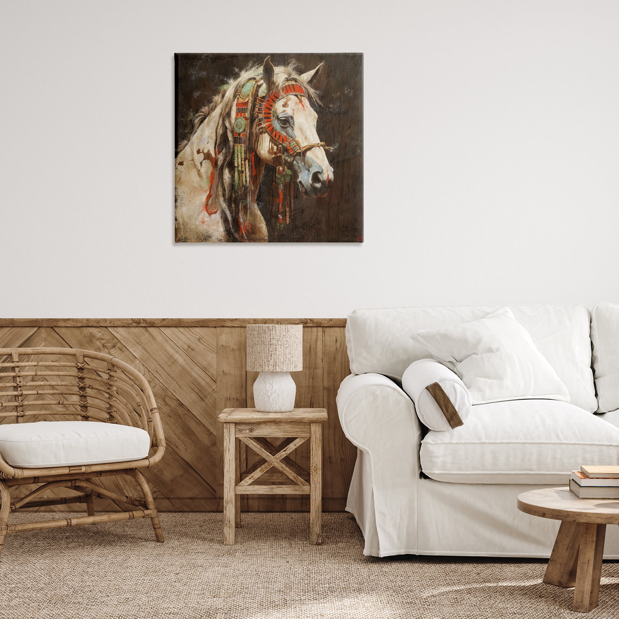Stupell Industries Strong Traditional Horse Animals Painting Wrapped Canvas Art Print Wall Art, 30 x 30
