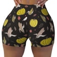 thumbnail image 2 of Uemuo yellow Pumpkin Corn Pattern Women Workout Impact Shorts Scrunch Butt Lifting Gym Shorts Seamless Booty Biker Shorts-Large, 2 of 8