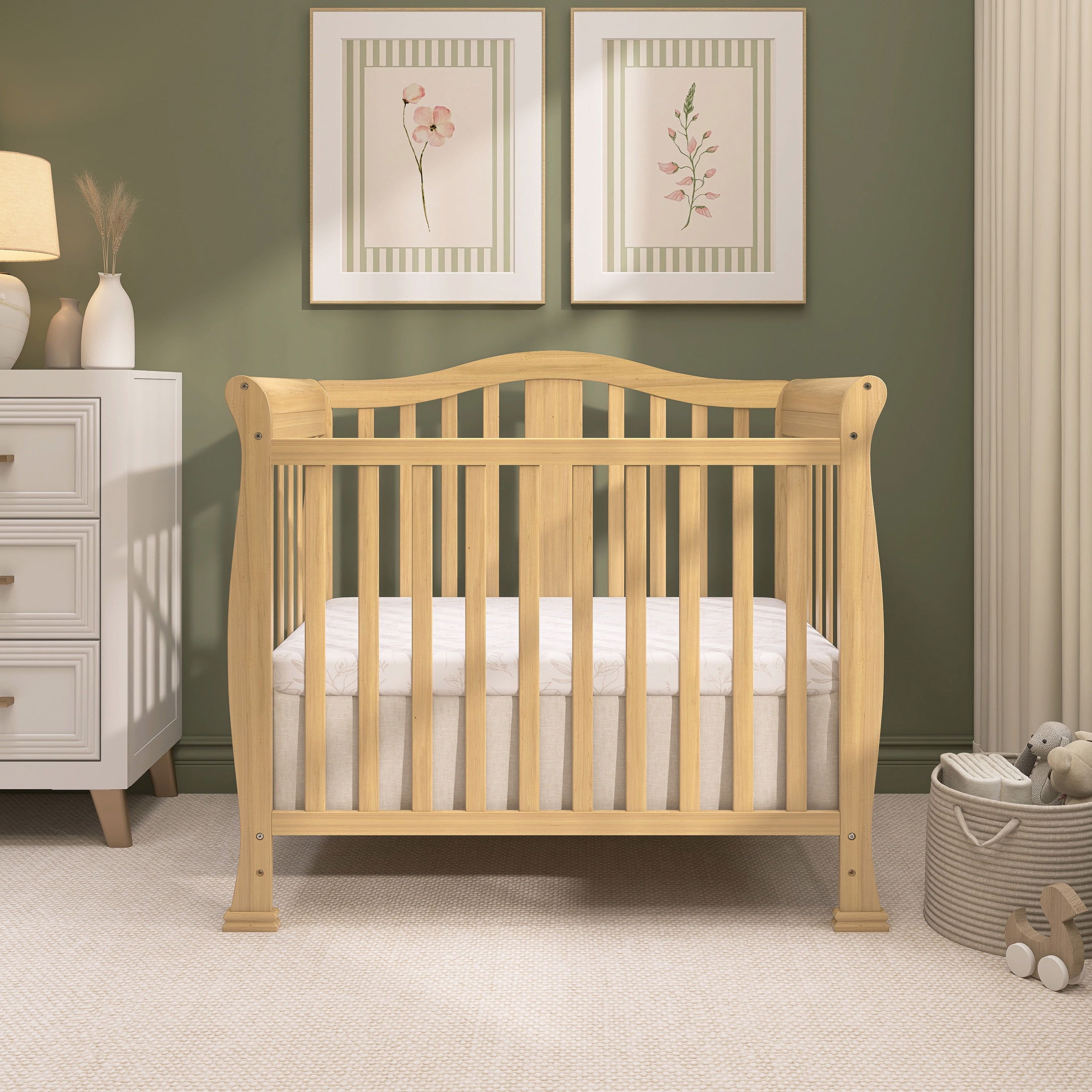 Dream On Me Naples 4-in-1 Convertible Mini Crib, Natural