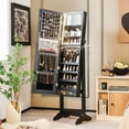 thumbnail image 3 of Gymax Standing Jewelry Cabinet Full Length Mirror Lockable w/ 3-Color LED Lights Black, 3 of 10