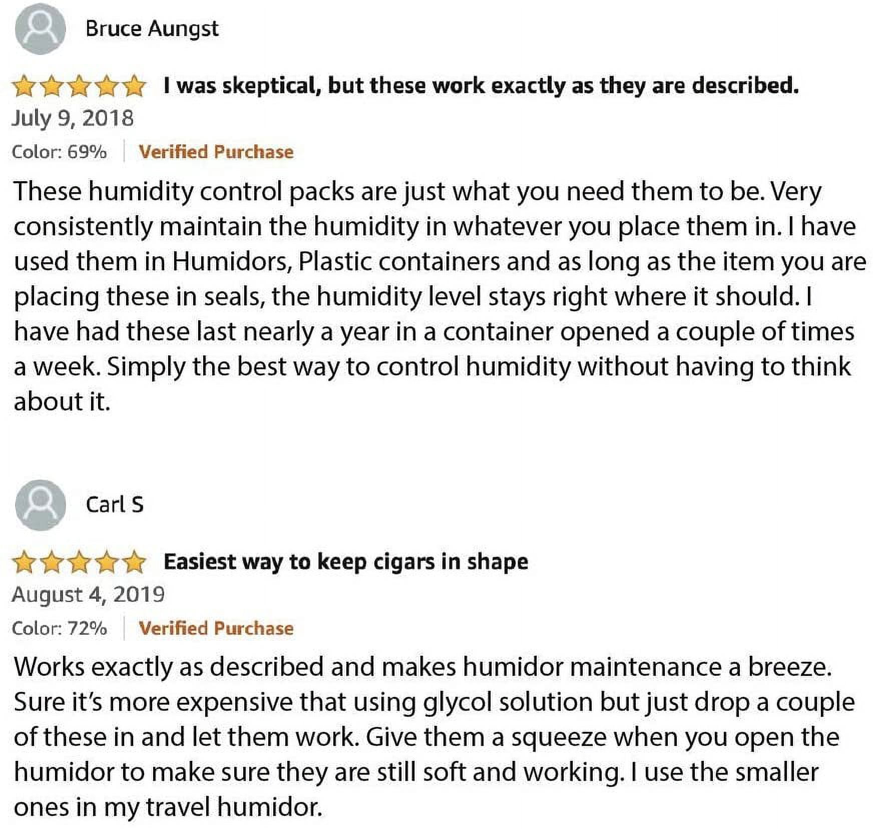 Boveda 72% Two-Way Humidity Control for wood containers, size 60, 4-pack moisture absorbers and humidifier in resealable bag