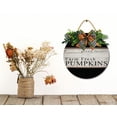 thumbnail image 5 of Grown Locally Pumpkins Door Sign Home Decor Round Wood Wreaths Wall Hanging Sign Farmhouse Porch Sign Front Door Decoration for Housewarming Gift All Seasons Holiday,11In, 5 of 5