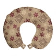 thumbnail image 1 of Vintage Travel Pillow Neck Rest, Repeated Motifs of Traditional Shapes Abstract Design on Earthy Tones, Memory Foam Traveling Accessory Airplane and Car, 12", Dark Sand Brown Maroon, by Ambesonne, 1 of 2