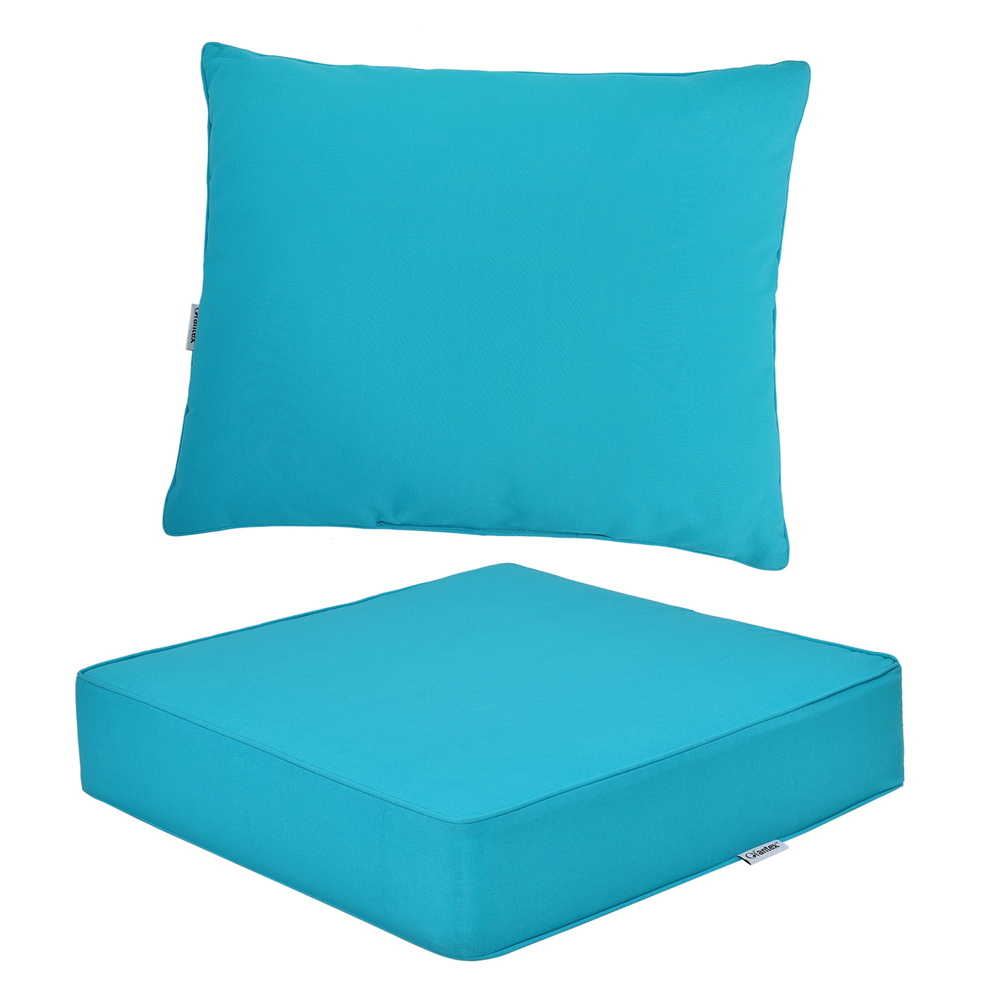 Gymax 2PCS Deep Seat Chair Cushion Pads Set Indoor Outdoor W/ Rope Belts Turquoise