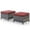 Gray/Red, variant on Giantfurnni 2 Peices Patio Rattan Ottomans, Outdoor Wicker Footrests with Cushions for Porch Backyard Deck