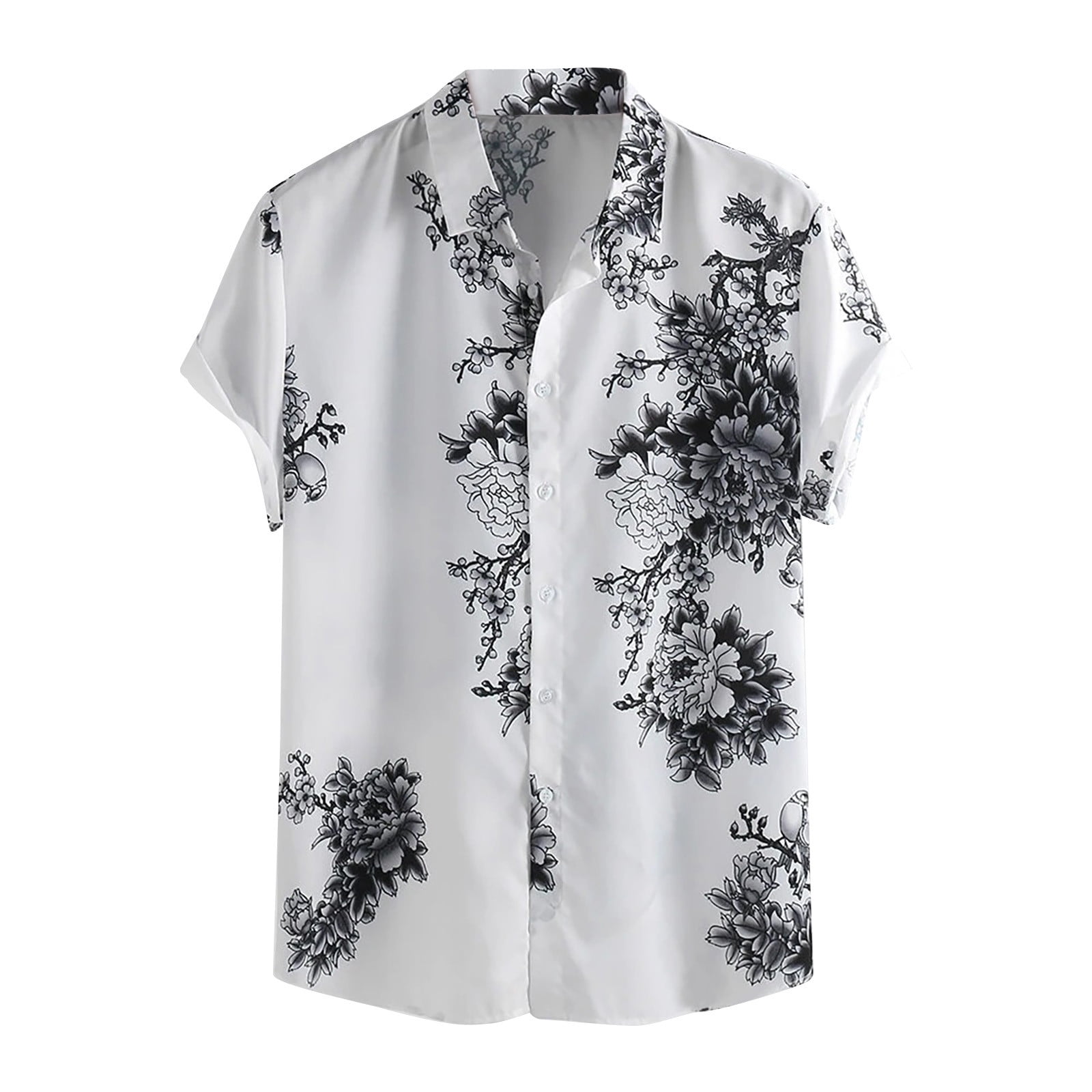 VSSSJ Casual Shirts for Men Hawaiian Style Oversized Fit Flower Branch ...