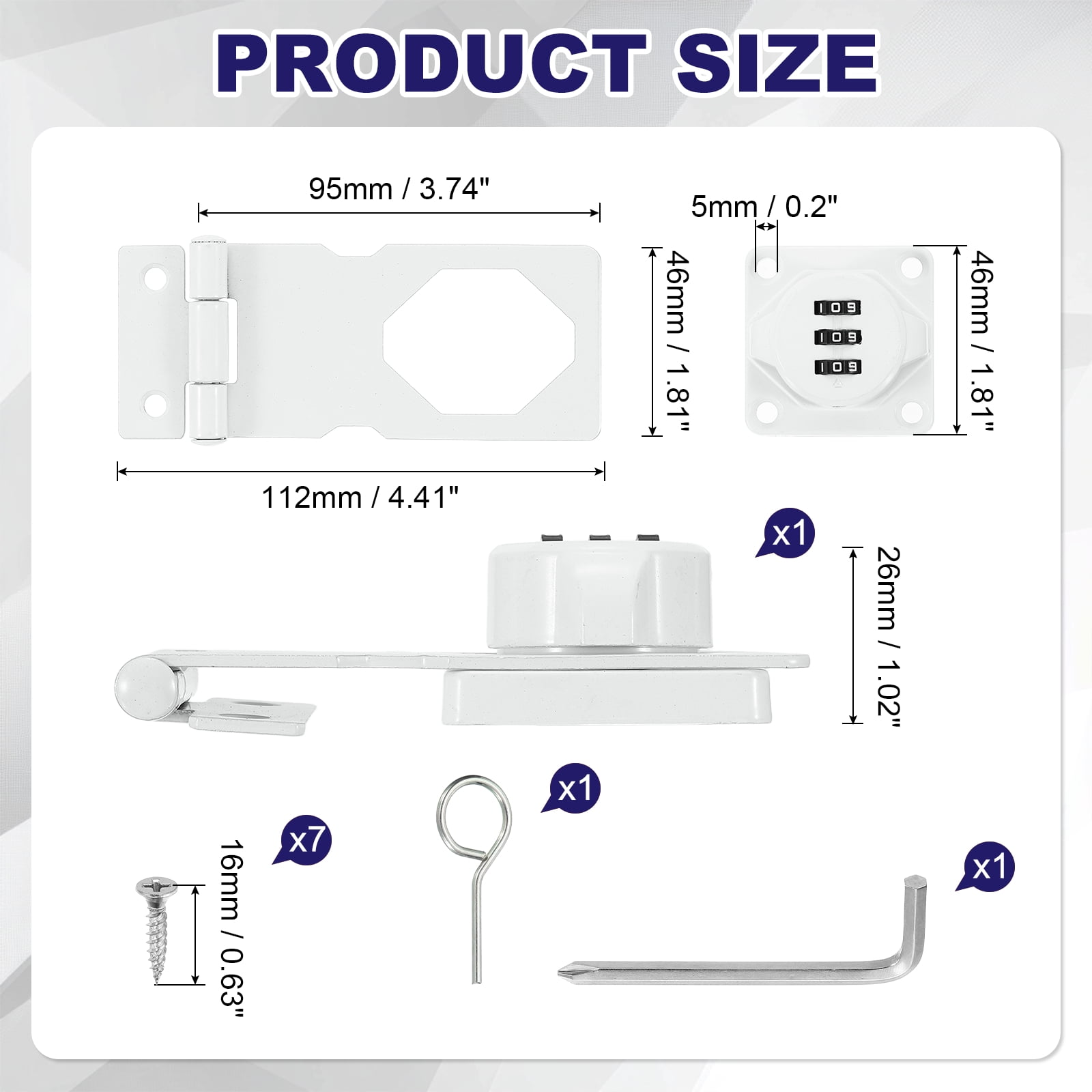 Uxcell Keyless Cabinet Lock with Combination Code (3.5 Inch) - 3-Digit Password Hasp Latch Lock Mechanical Password Rotary Hasp, for Drawer Closet Cupboard Fence Door, White