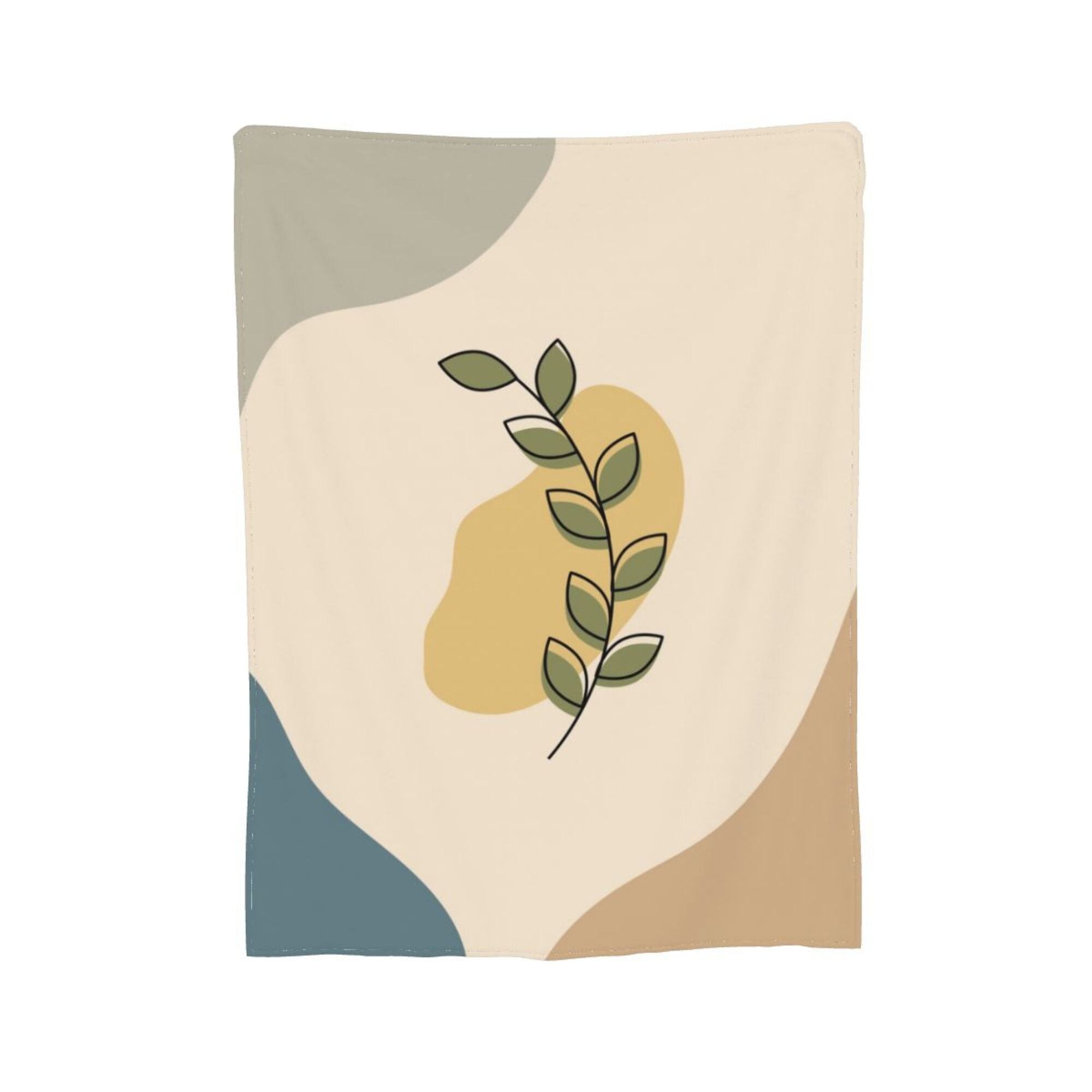 XMXY Fleece Throw Blanket for Couch, Boho Doodle Minimalist Leaves