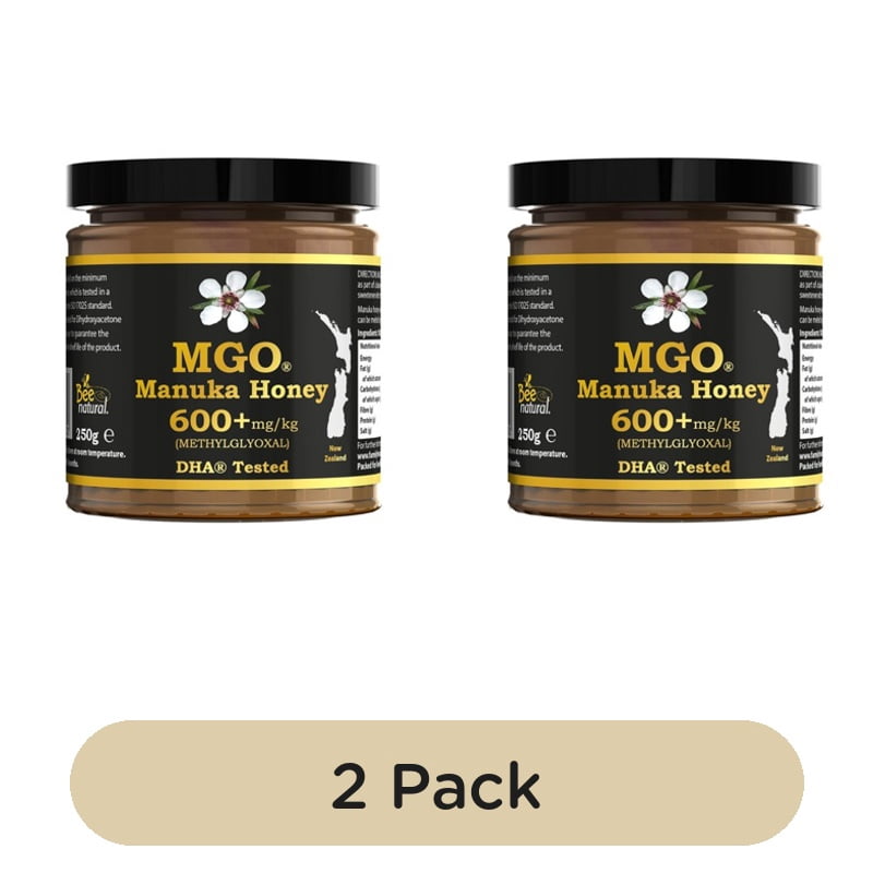 MGO Monofloral Manuka Honey 600+ mg/kg Methylglyoxal 250g, British Import (Pack of 2)