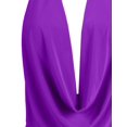thumbnail image 4 of J. METHOD Women's Sleeveless Halter Neck Lightweight Low Cut Deep V Neck Sexy Draped Backless Top Blouse NEWT07 Purple S, 4 of 5