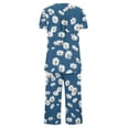 thumbnail image 5 of COM1950s Ensembles de Pyjama pour Femmes, Ensemble de Pyjama pour Femmes, Ensemble de Pyjama Décontracté à Col Rond Imprimé Boutonné, Ensembles de Pyjama pour Femmes, Capris pour Femmes pour l'Été, 5 of 5